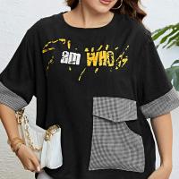 Polyester Women Short Sleeve T-Shirts & loose printed letter PC