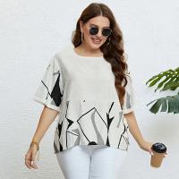 Polyester Women Short Sleeve T-Shirts & loose printed geometric PC