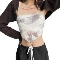 Spandex & Polyester Tank Top midriff-baring & two piece & with cover ups printed brown Set
