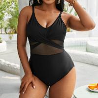 Polypropylene & Polyester Plus Size One-piece Swimsuit & padded Solid black PC
