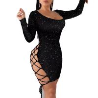 Spandex & Polyester Sexy Package Hip Dresses backless & hollow printed PC