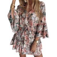 Polyester & Baumwolle Einteiliges Kleid, Gedruckt, Floral, mehr Farben zur Auswahl,  Stück
