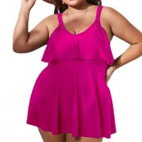 Polyester Plus Size One-piece Swimsuit & padded plain dyed Solid PC