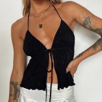 Polyester Camisole backless & hollow plain dyed Solid PC