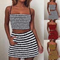 Cotton Slim Two-Piece Dress Set & two piece patchwork striped Set