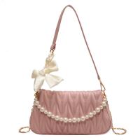 PU Leather Pleat & Easy Matching Shoulder Bag Plastic Pearl PC