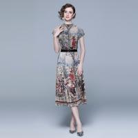 Polyester Waist-controlled & Pleated Two-Piece Dress Set & two piece printed Set