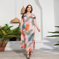 Polyester Slim & long style One-piece Dress & off shoulder printed PC