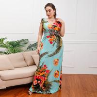 Viscose Soft & long style One-piece Dress deep V printed PC