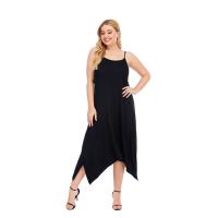 Modal Waist-controlled One-piece Dress irregular & breathable stretchable Solid black PC