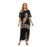 Viscose long style One-piece Dress & loose & breathable printed PC