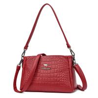 PU Leather Handbag attached with hanging strap crocodile grain PC