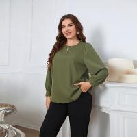 Polyester Plus Size Women Long Sleeve T-shirt & loose green PC