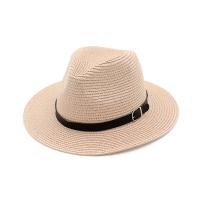 Straw Fedora Hat sun protection & for women & adjustable jacquard Solid PC