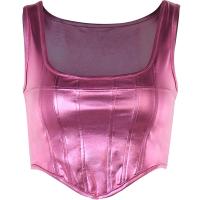 Polyester Slim & High Waist Tank Top patchwork Solid PC