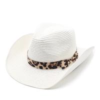Straw windproof Sun Protection Straw Hat sun protection & for women & breathable leopard PC