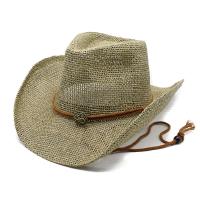 Straw windproof Sun Protection Straw Hat sun protection & unisex & breathable weave Solid green PC