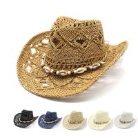 Straw windproof Sun Protection Straw Hat sun protection & unisex & breathable weave Solid PC