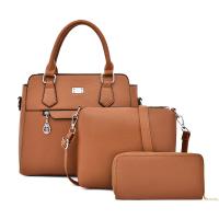 PU Leather Bag Suit large capacity & attached with hanging strap & three piece Lichee Grain Set