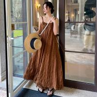 Acrylic Long Jumpsuit backless & loose patchwork coffee PC