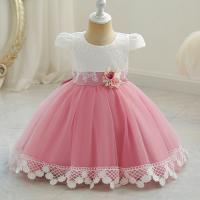 Polyester & Cotton Princess & Ball Gown & High Waist Girl One-piece Dress patchwork PC