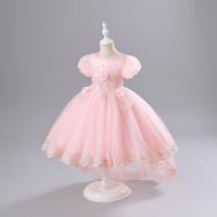 Polyester & Cotton Princess & Ball Gown & High Waist Girl One-piece Dress embroider floral PC