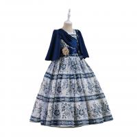 Polyester & Cotton Princess & Ball Gown & High Waist Girl One-piece Dress printed floral PC