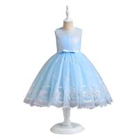 Polyester & Cotton Princess & Ball Gown & High Waist Girl One-piece Dress embroider PC