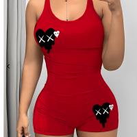 Polyester Plus Size Women Romper & skinny printed heart pattern PC