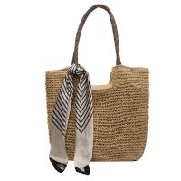 Straw Beach Bag & with silk scarf & Easy Matching Woven Shoulder Bag large capacity PC