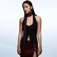 Polyester Waist-controlled & Slim Tank Top midriff-baring stretchable Solid black PC