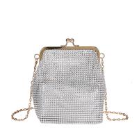 Polyester Coin Purse Crossbody Bag with chain & attached with hanging strap & with rhinestone Solid PC
