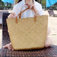 Straw & PU Leather Easy Matching Woven Shoulder Bag durable PC