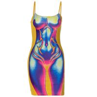 Polyester Slim & High Waist Sexy Package Hip Dresses printed Solid PC