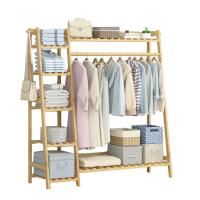 Moso Bamboo Storage Rack Clothes Hanging Rack  patchwork Solid original color PC