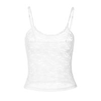 Polyester Slim Camisole see through look & hollow patchwork Solid white PC