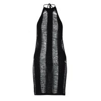 Acrylic Slim & High Waist Sexy Package Hip Dresses midriff-baring & backless & off shoulder & hollow patchwork Solid black PC
