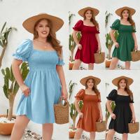 Polyester Waist-controlled & Plus Size One-piece Dress mid-long style & slimming Solid PC