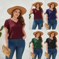 Polyester Plus Size Women Short Sleeve T-Shirts spring and summer design & loose Solid PC