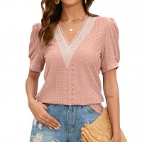 Rayon & Spandex & Polyester Women Short Sleeve Blouses & loose PC