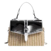 Straw Easy Matching Woven Tote attached with hanging strap PU Leather PC