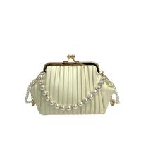 PU Leather Easy Matching Handbag attached with hanging strap Plastic Pearl striped PC