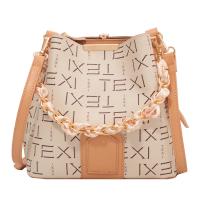 PU Leather Bucket Bag Handbag large capacity & soft surface & attached with hanging strap letter PC