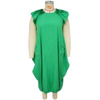 Polyester Plus Size One-piece Dress & loose Solid PC
