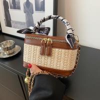 Straw & PU Leather with silk scarf & Easy Matching Handbag attached with hanging strap PC