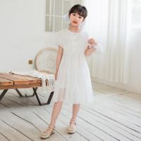 Polyester Girl One-piece Dress Cute white PC