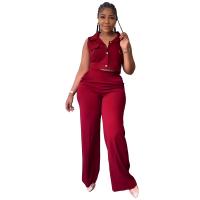 Polyester Women Casual Set & two piece & with pocket Pants & top Set