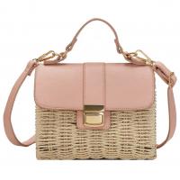 Straw & PU Leather Box Bag & Weave Handbag attached with hanging strap PC