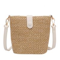 Straw & PU Leather Handmade & Bucket Bag & Weave Crossbody Bag PC