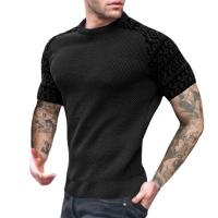 Mixed Fabric & Cotton Slim Men Short Sleeve T-Shirt printed PC